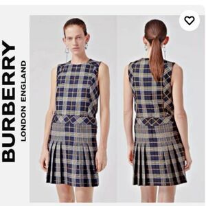 Burberry sleeveless pleat sz 6 s check dress Alana embroidered equestrian knight